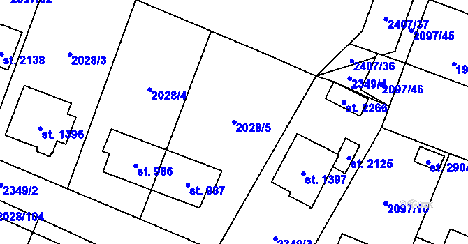 Parcela st. 2028/5 v KÚ Kateřinky u Opavy, Katastrální mapa