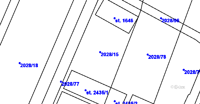 Parcela st. 2028/15 v KÚ Kateřinky u Opavy, Katastrální mapa