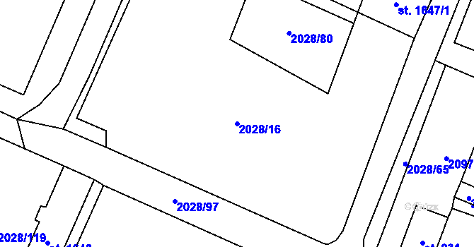 Parcela st. 2028/16 v KÚ Kateřinky u Opavy, Katastrální mapa