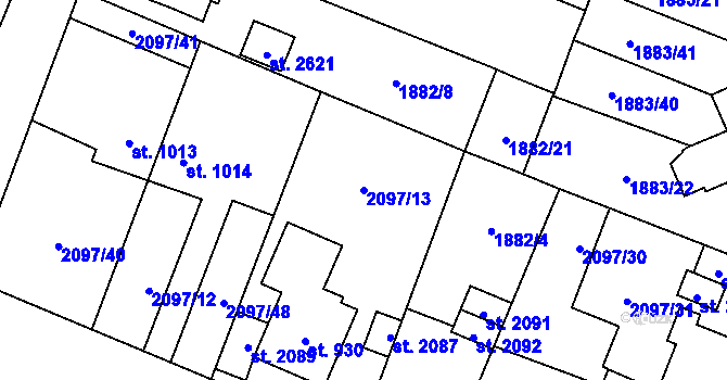 Parcela st. 2097/13 v KÚ Kateřinky u Opavy, Katastrální mapa