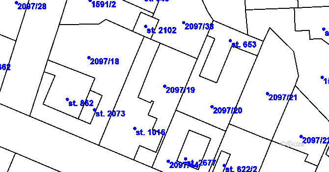 Parcela st. 2097/19 v KÚ Kateřinky u Opavy, Katastrální mapa