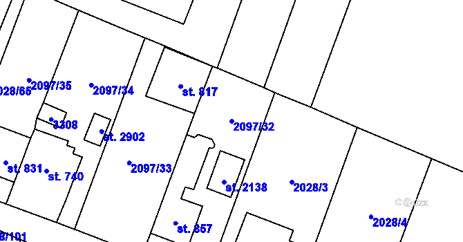 Parcela st. 2097/32 v KÚ Kateřinky u Opavy, Katastrální mapa