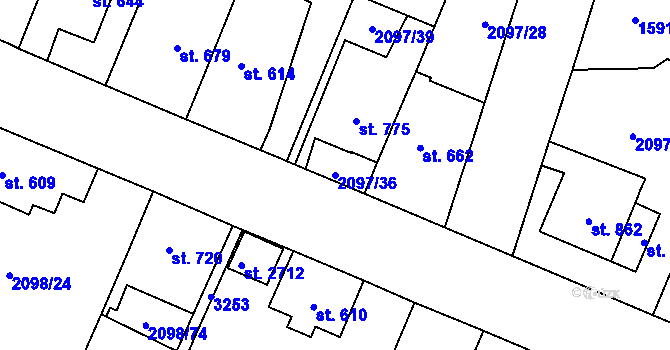 Parcela st. 2097/36 v KÚ Kateřinky u Opavy, Katastrální mapa