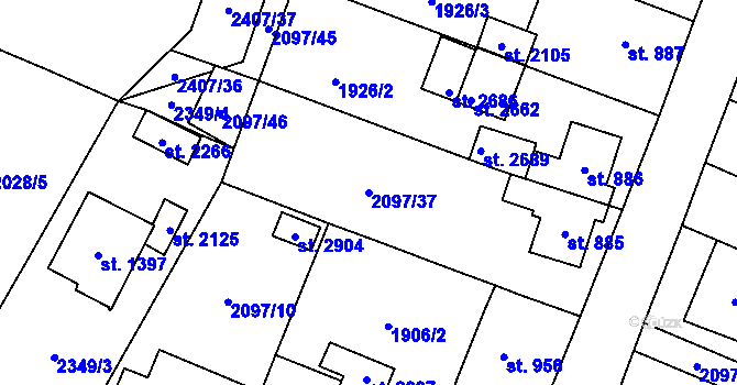 Parcela st. 2097/37 v KÚ Kateřinky u Opavy, Katastrální mapa