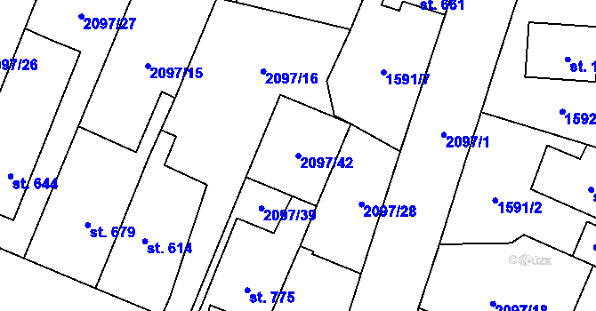 Parcela st. 2097/42 v KÚ Kateřinky u Opavy, Katastrální mapa