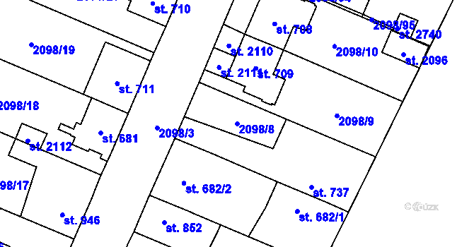 Parcela st. 2098/8 v KÚ Kateřinky u Opavy, Katastrální mapa