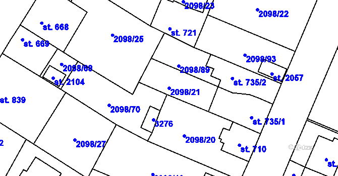 Parcela st. 2098/21 v KÚ Kateřinky u Opavy, Katastrální mapa