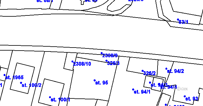 Parcela st. 2308/9 v KÚ Kateřinky u Opavy, Katastrální mapa