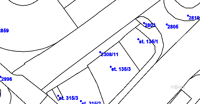 Parcela st. 2308/11 v KÚ Kateřinky u Opavy, Katastrální mapa