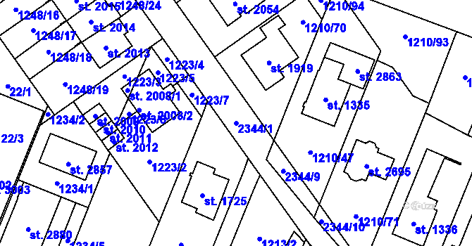 Parcela st. 2344/1 v KÚ Kateřinky u Opavy, Katastrální mapa