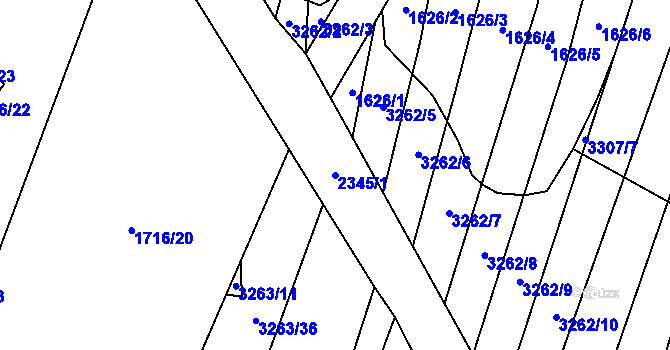 Parcela st. 2345/1 v KÚ Kateřinky u Opavy, Katastrální mapa