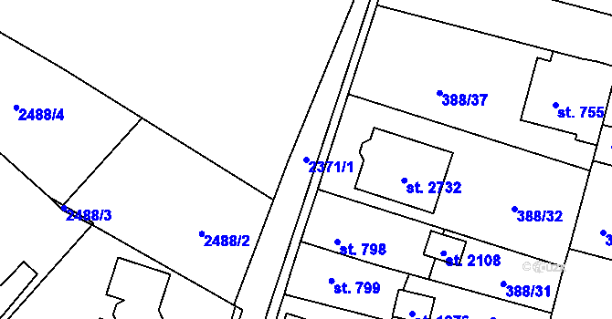 Parcela st. 2371/1 v KÚ Kateřinky u Opavy, Katastrální mapa