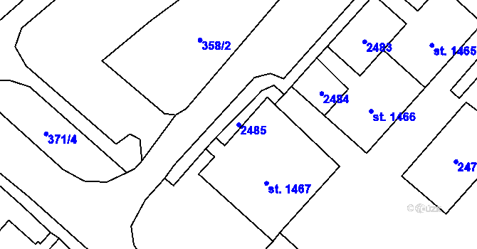 Parcela st. 2485 v KÚ Kateřinky u Opavy, Katastrální mapa