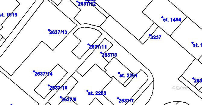 Parcela st. 2637/8 v KÚ Kateřinky u Opavy, Katastrální mapa