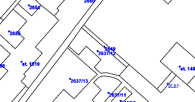 Parcela st. 2637/12 v KÚ Kateřinky u Opavy, Katastrální mapa