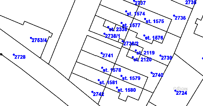 Parcela st. 2741 v KÚ Kateřinky u Opavy, Katastrální mapa