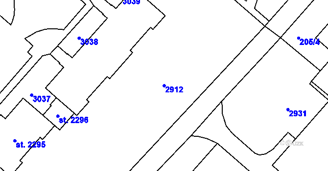 Parcela st. 2912 v KÚ Kateřinky u Opavy, Katastrální mapa