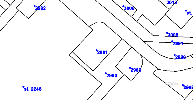 Parcela st. 2981 v KÚ Kateřinky u Opavy, Katastrální mapa