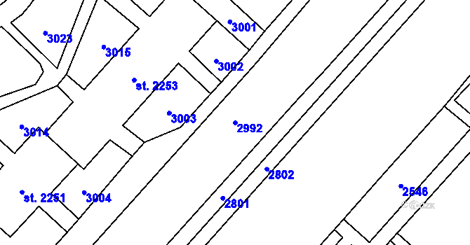 Parcela st. 2992 v KÚ Kateřinky u Opavy, Katastrální mapa