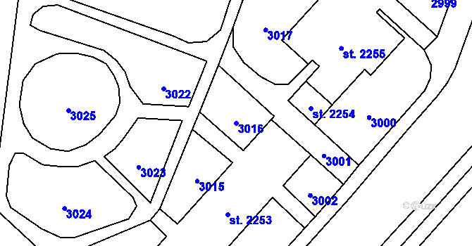 Parcela st. 3016 v KÚ Kateřinky u Opavy, Katastrální mapa