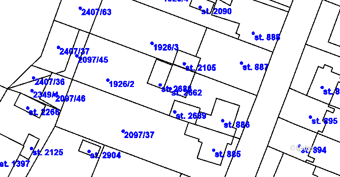 Parcela st. 2662 v KÚ Kateřinky u Opavy, Katastrální mapa