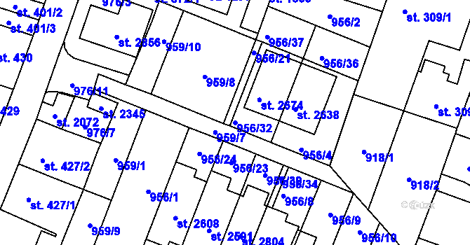 Parcela st. 956/32 v KÚ Kateřinky u Opavy, Katastrální mapa