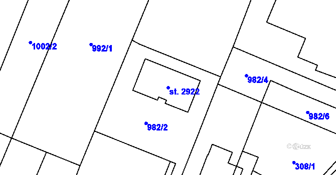 Parcela st. 2922 v KÚ Kateřinky u Opavy, Katastrální mapa