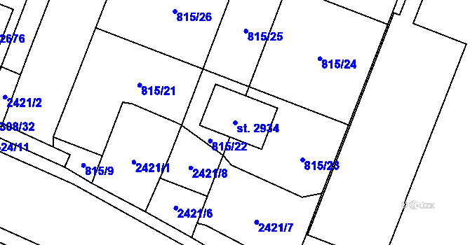 Parcela st. 2934 v KÚ Kateřinky u Opavy, Katastrální mapa