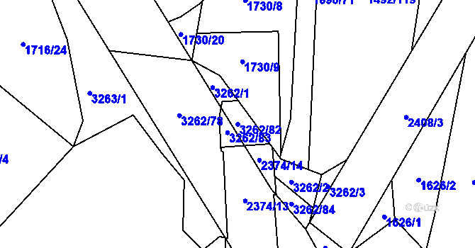 Parcela st. 3262/82 v KÚ Kateřinky u Opavy, Katastrální mapa