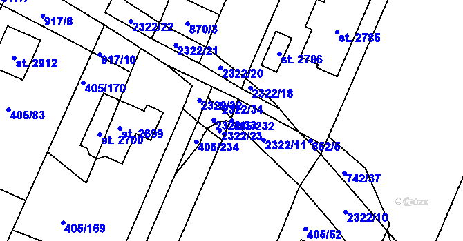 Parcela st. 405/232 v KÚ Kateřinky u Opavy, Katastrální mapa