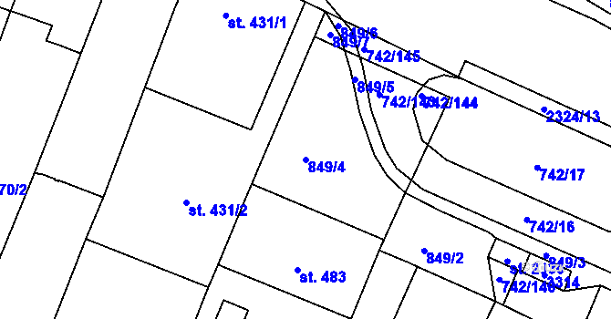 Parcela st. 849/4 v KÚ Kateřinky u Opavy, Katastrální mapa