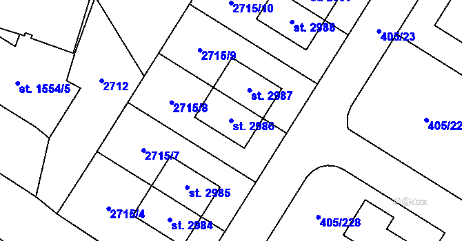 Parcela st. 2986 v KÚ Kateřinky u Opavy, Katastrální mapa