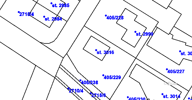 Parcela st. 3016 v KÚ Kateřinky u Opavy, Katastrální mapa