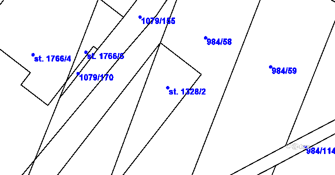 Parcela st. 1328/2 v KÚ Kateřinky u Opavy, Katastrální mapa