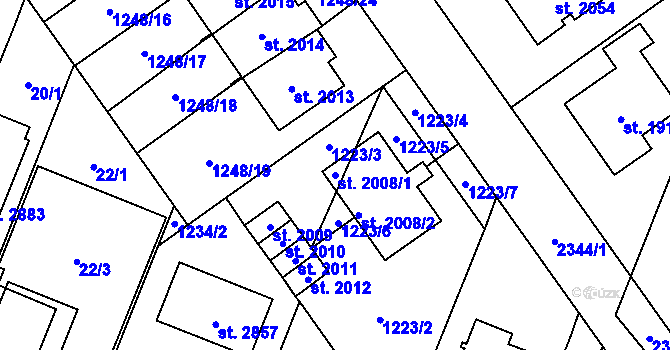Parcela st. 2008/1 v KÚ Kateřinky u Opavy, Katastrální mapa