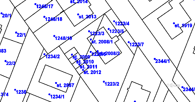 Parcela st. 2008/2 v KÚ Kateřinky u Opavy, Katastrální mapa