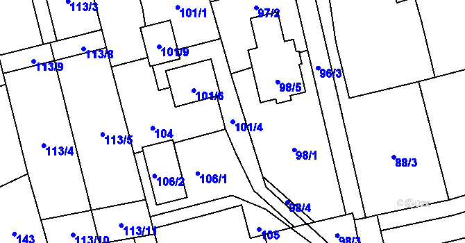 Parcela st. 101/4 v KÚ Kylešovice, Katastrální mapa