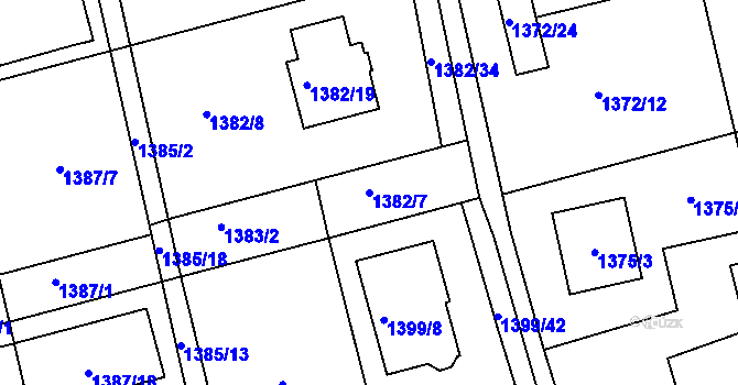 Parcela st. 1382/7 v KÚ Kylešovice, Katastrální mapa