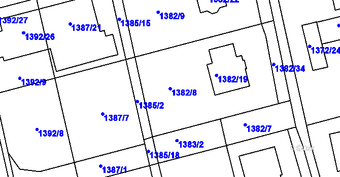 Parcela st. 1382/8 v KÚ Kylešovice, Katastrální mapa