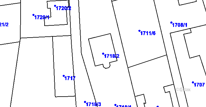 Parcela st. 1718/2 v KÚ Kylešovice, Katastrální mapa