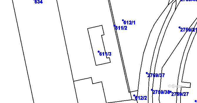 Parcela st. 611/3 v KÚ Kylešovice, Katastrální mapa