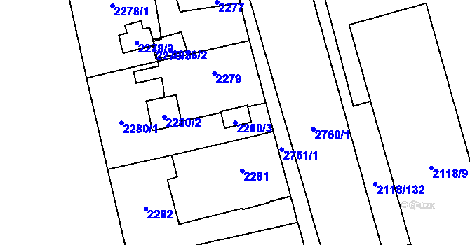 Parcela st. 2280/3 v KÚ Kylešovice, Katastrální mapa