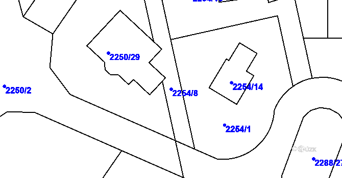 Parcela st. 2254/8 v KÚ Kylešovice, Katastrální mapa