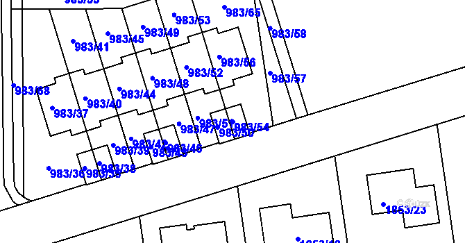 Parcela st. 983/54 v KÚ Kylešovice, Katastrální mapa