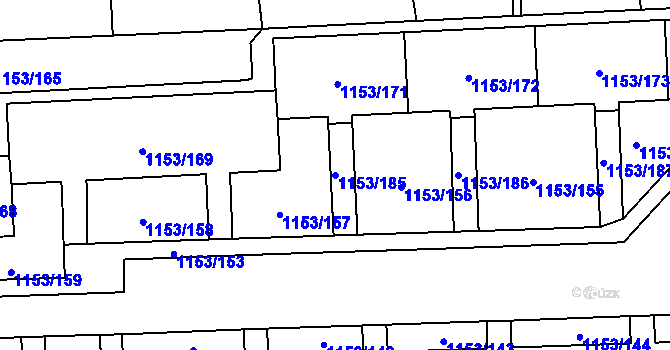 Parcela st. 1153/185 v KÚ Kylešovice, Katastrální mapa