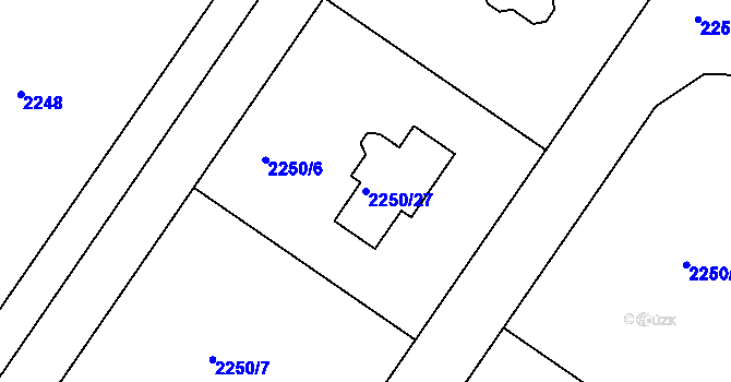 Parcela st. 2250/27 v KÚ Kylešovice, Katastrální mapa