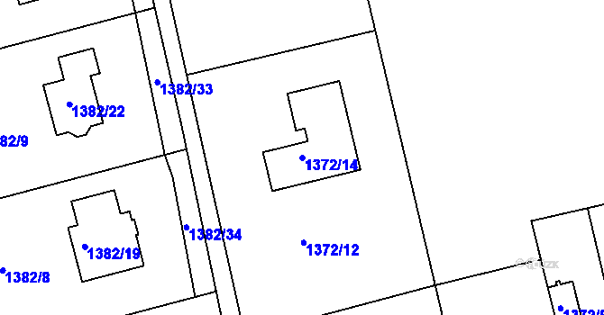 Parcela st. 1372/14 v KÚ Kylešovice, Katastrální mapa
