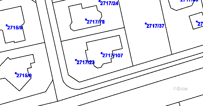 Parcela st. 2717/107 v KÚ Kylešovice, Katastrální mapa