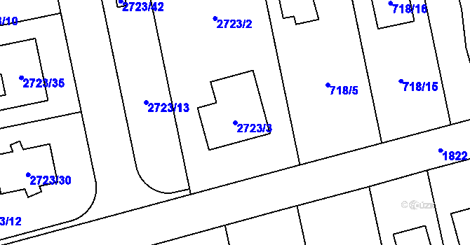 Parcela st. 2723/3 v KÚ Kylešovice, Katastrální mapa