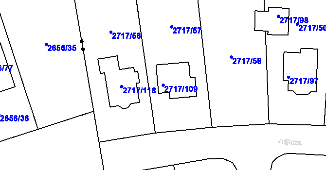 Parcela st. 2717/109 v KÚ Kylešovice, Katastrální mapa